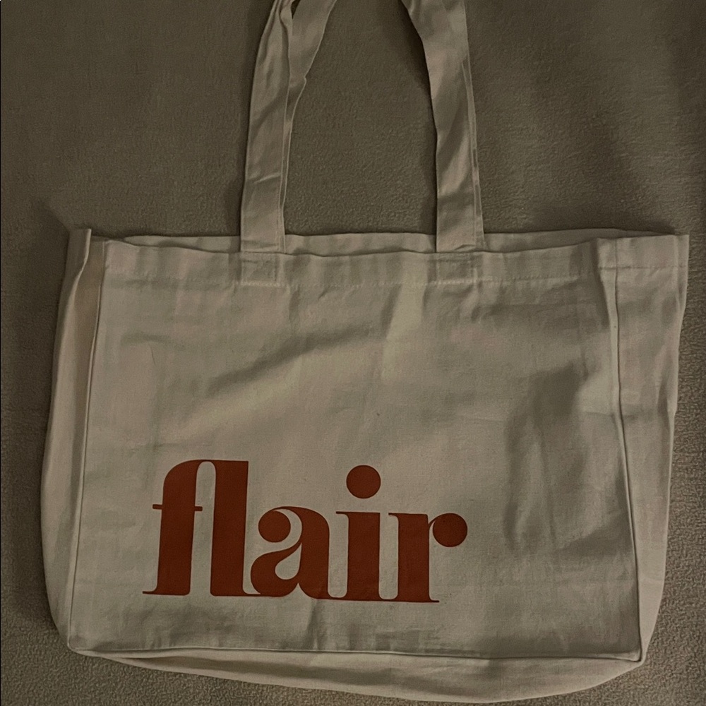Cream Tote Bag with Orange Accent